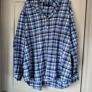 Ralph Lauren Blue and White Plaid Button-Down Shirt